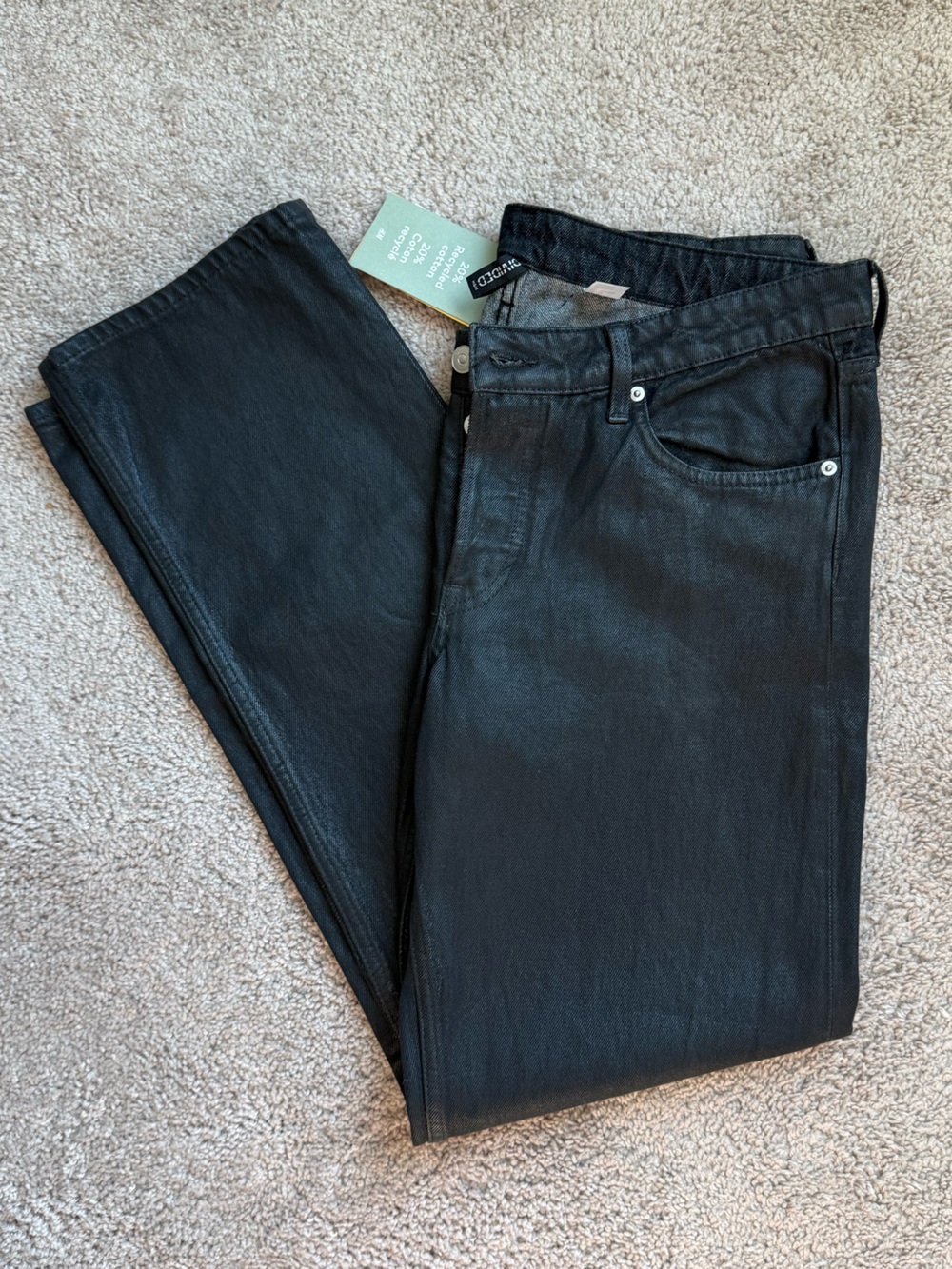H&M Black Shiny Demin Straight leg jeans